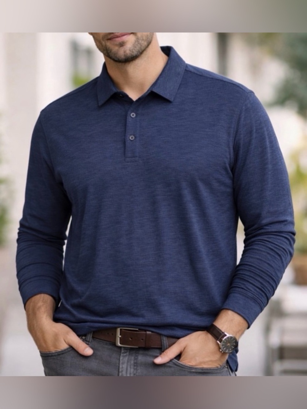 Joseph Abboud Men’s size XL Slim Fit Long Sleeve Polo Shirt Blue(A466)✨ - Picture 2 of 12